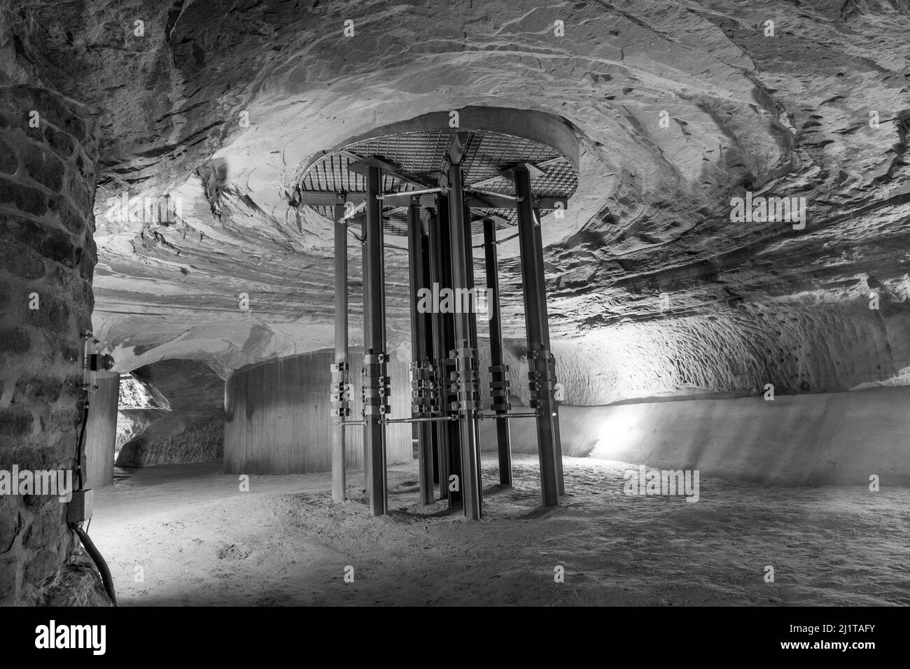 famous Schlossberghoehle,hand made mine made of sandstone Stock Photo