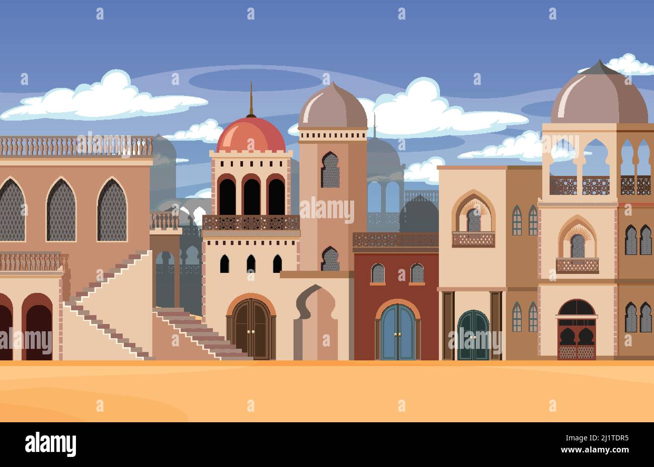 City scene with many buildings illustration Stock Vector Image & Art ...