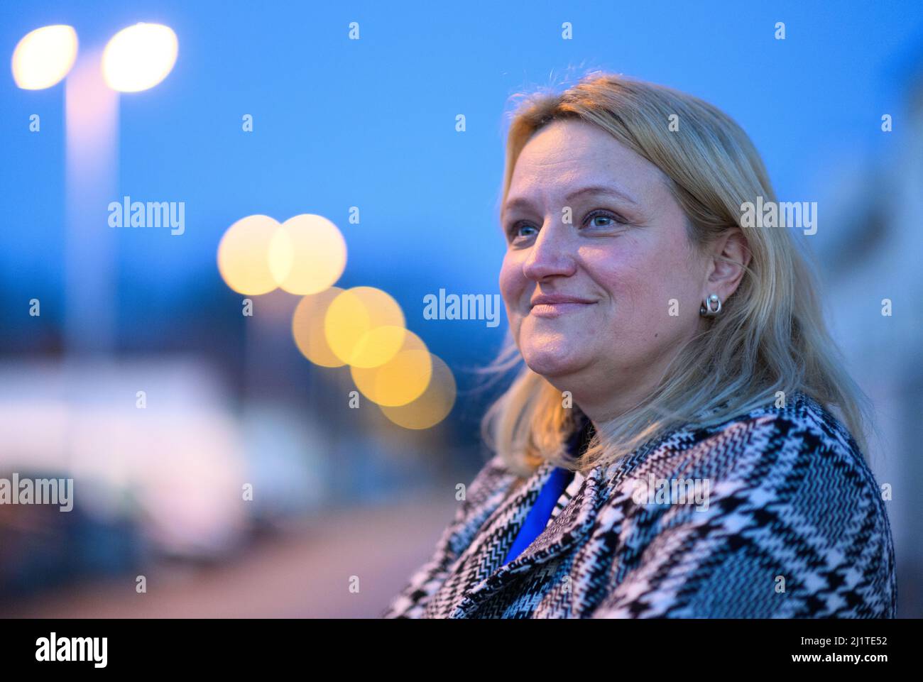 Dresden, Germany. 21st Mar, 2022. Natalija Bock, an interpreter 