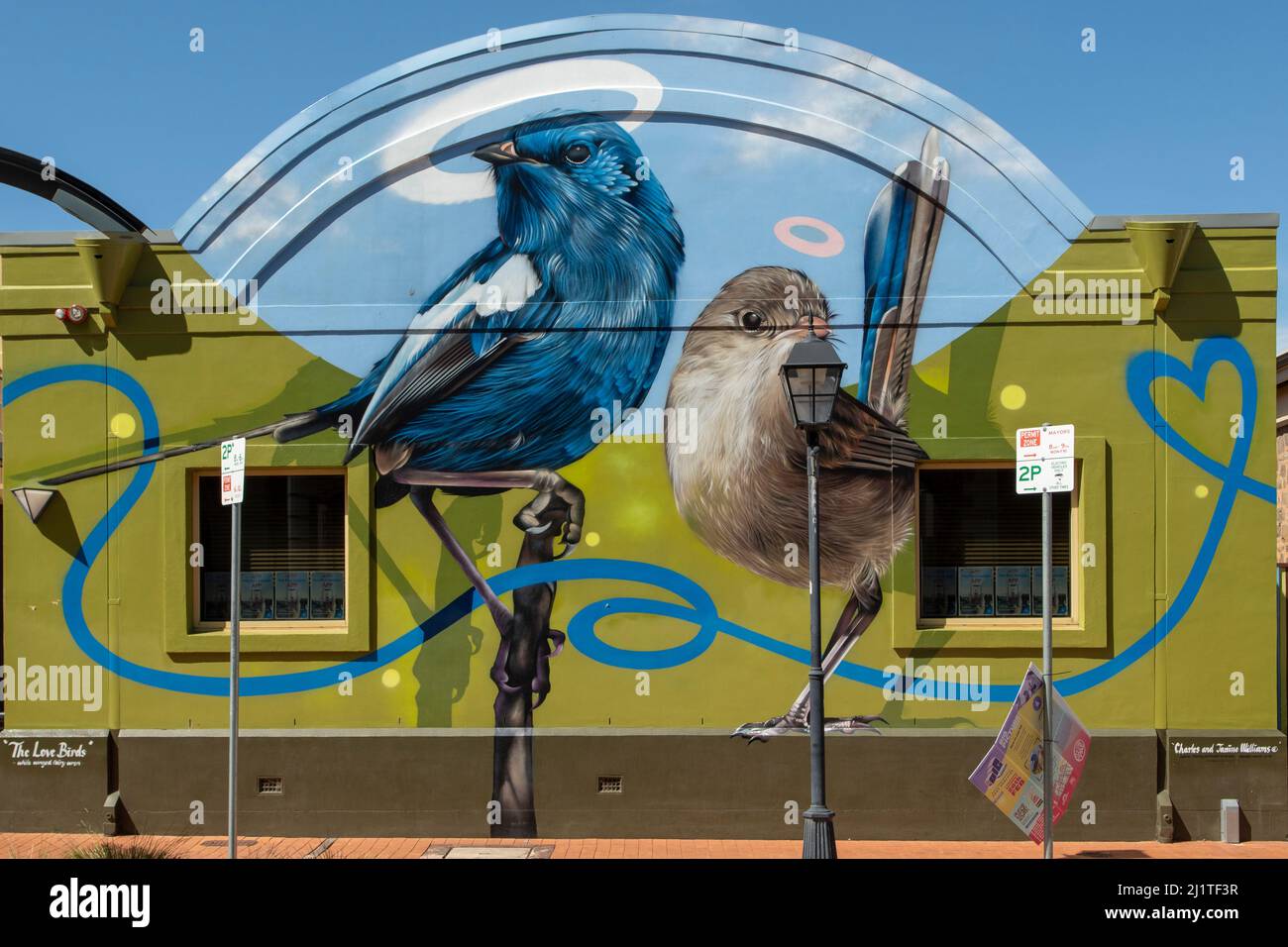 Love Birds Street Art, Port Adelaide, South Australia, Australia Stock Photo