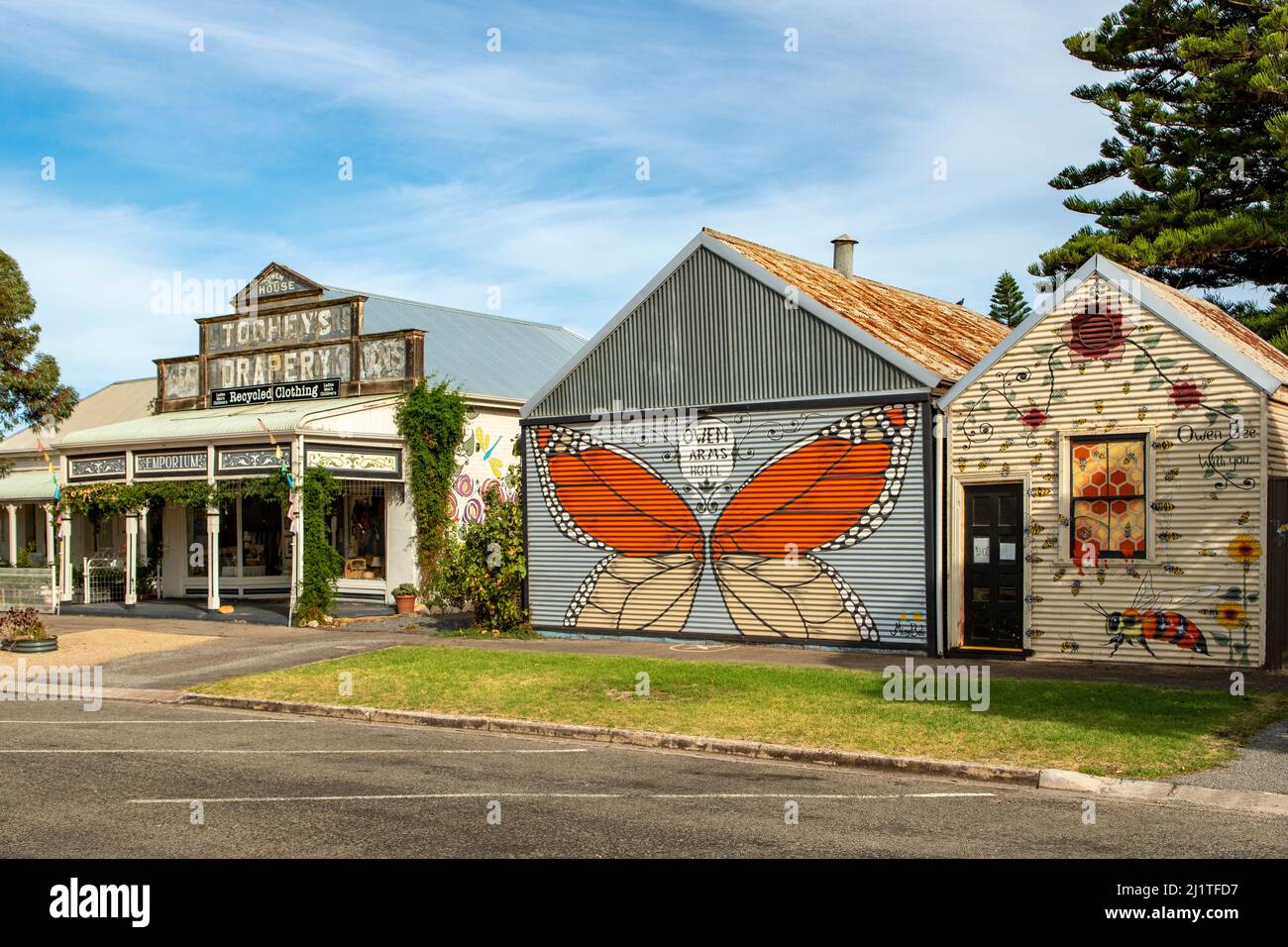 Old Emporium and Street Art, Owen, South Australia, Australia Stock Photo