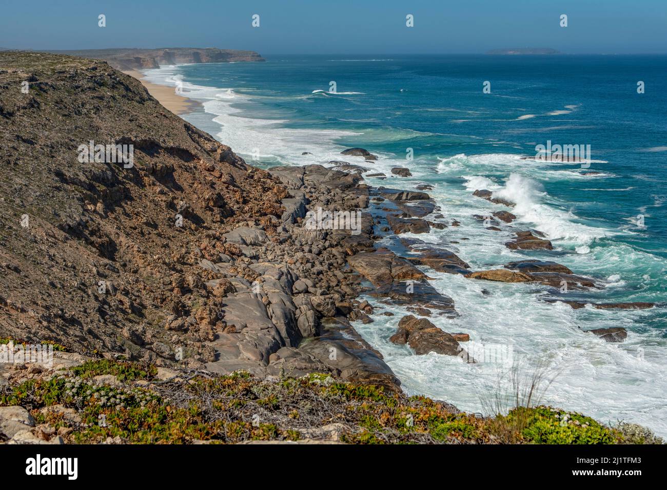 View of Coastline at West Cape Lighthouse, South Yorke Peninsula, South Australia, Australia Stock Photo