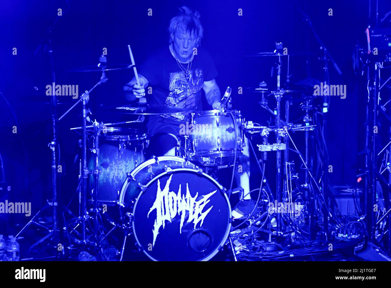 March 26, 2022, Hollywood, CA, US: Wade Murff Drums for Doyle (Featuring Legendary Misfits Guitarist Doyle Wolfgang Von Frankenstein) at Whisky A Go Go in West Hollywood, CA. (Credit Image: © Dave Safley/ZUMA Press Wire) Stock Photo
