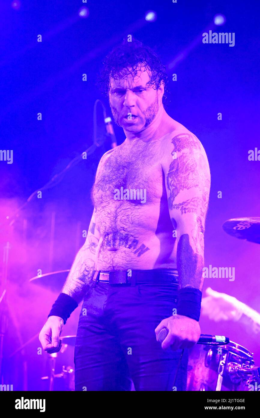 March 26, 2022, Hollywood, CA, US: ALEX â€œWolfmanâ€ STORY Vocals for Doyle (Featuring Legendary Misfits Guitarist Doyle Wolfgang Von Frankenstein) at Whisky A Go Go in West Hollywood, CA. (Credit Image: © Dave Safley/ZUMA Press Wire) Stock Photo
