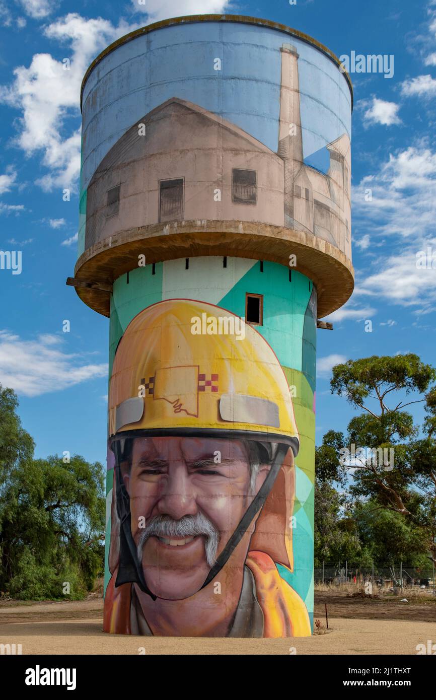 Firefighter Water Tower Art, Snowtown, South Australia, Australia Stock