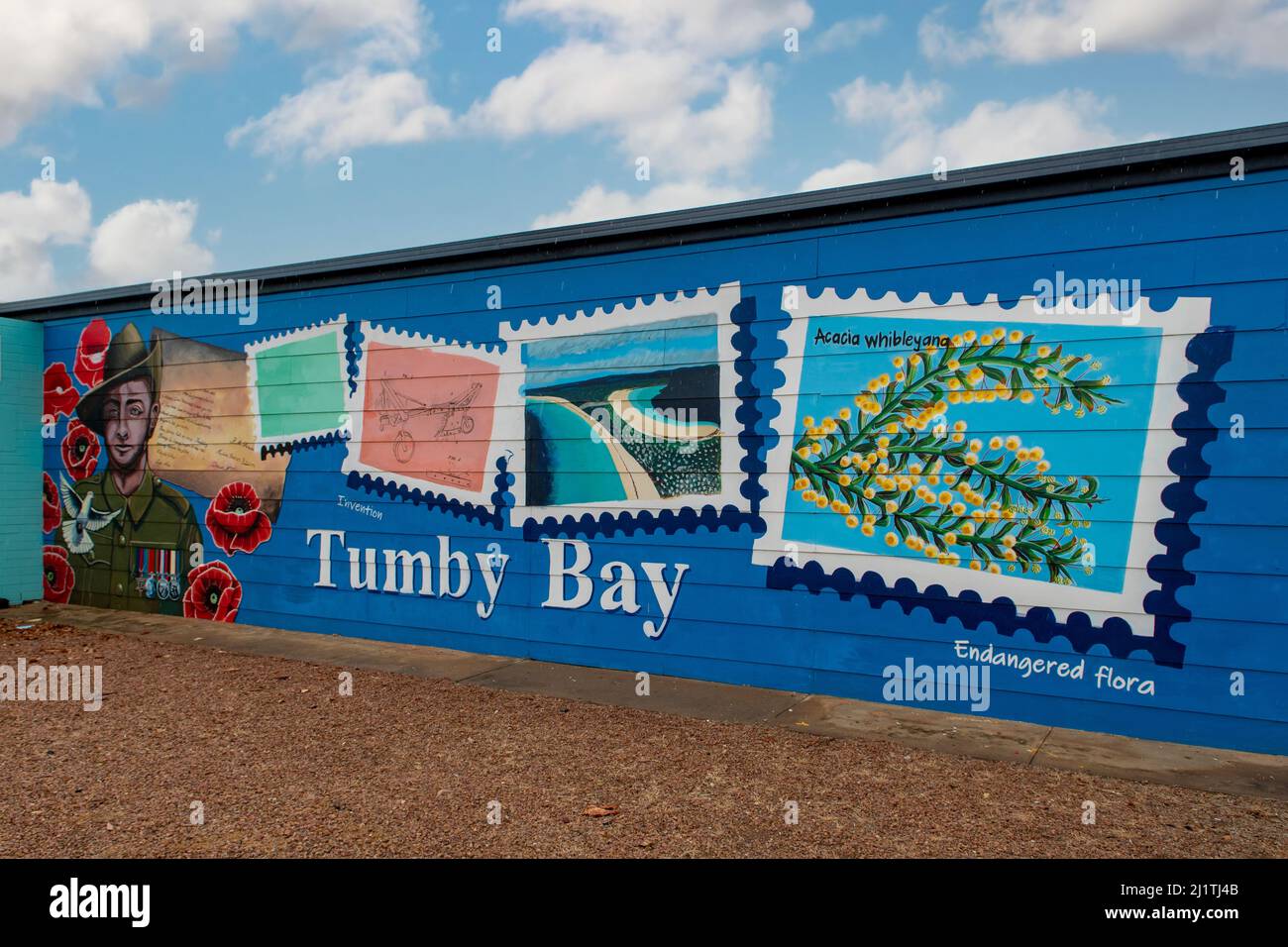 Postage Stamps Street Art, Tumby Bay, South Australia, Australia Stock Photo