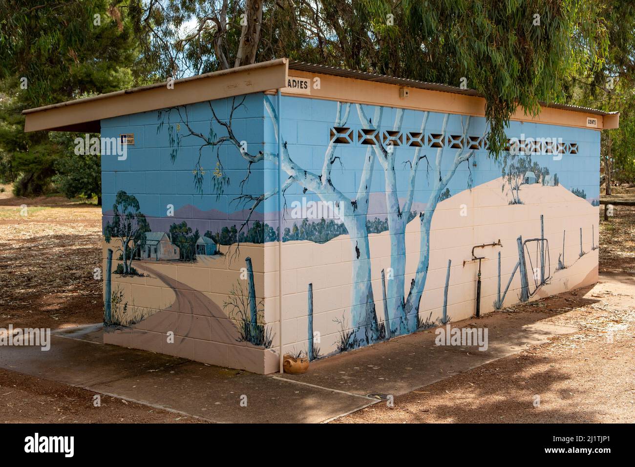 Toilet Block Street Art, Wirrabara, South Australia, Australia Stock Photo