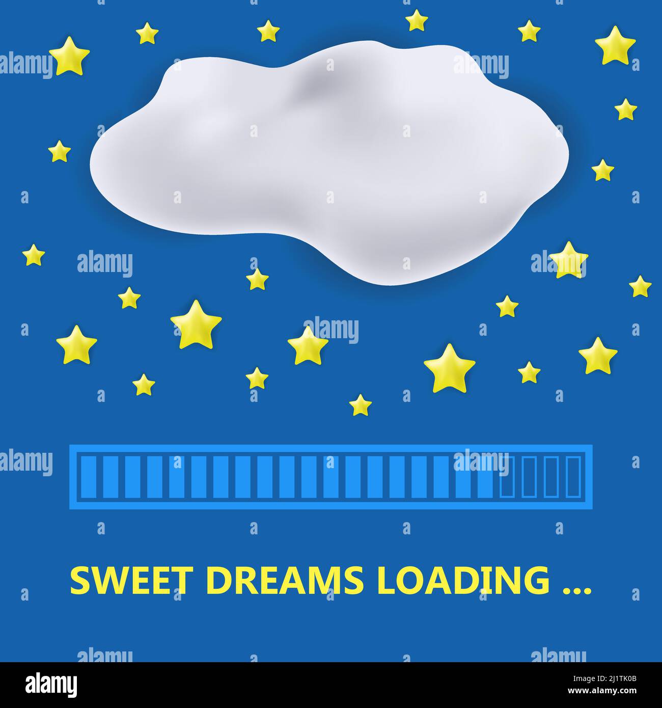 Sweet Dreams Loading on Blue with Stars and Grey Cloud. Progress Bar ...
