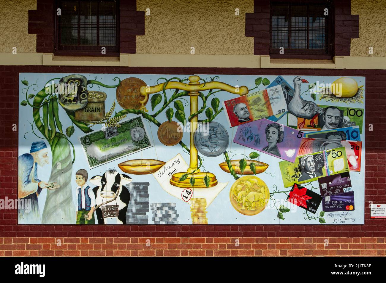Primary School Mural Art, Rochester, Victoria, Australia Stock Photo