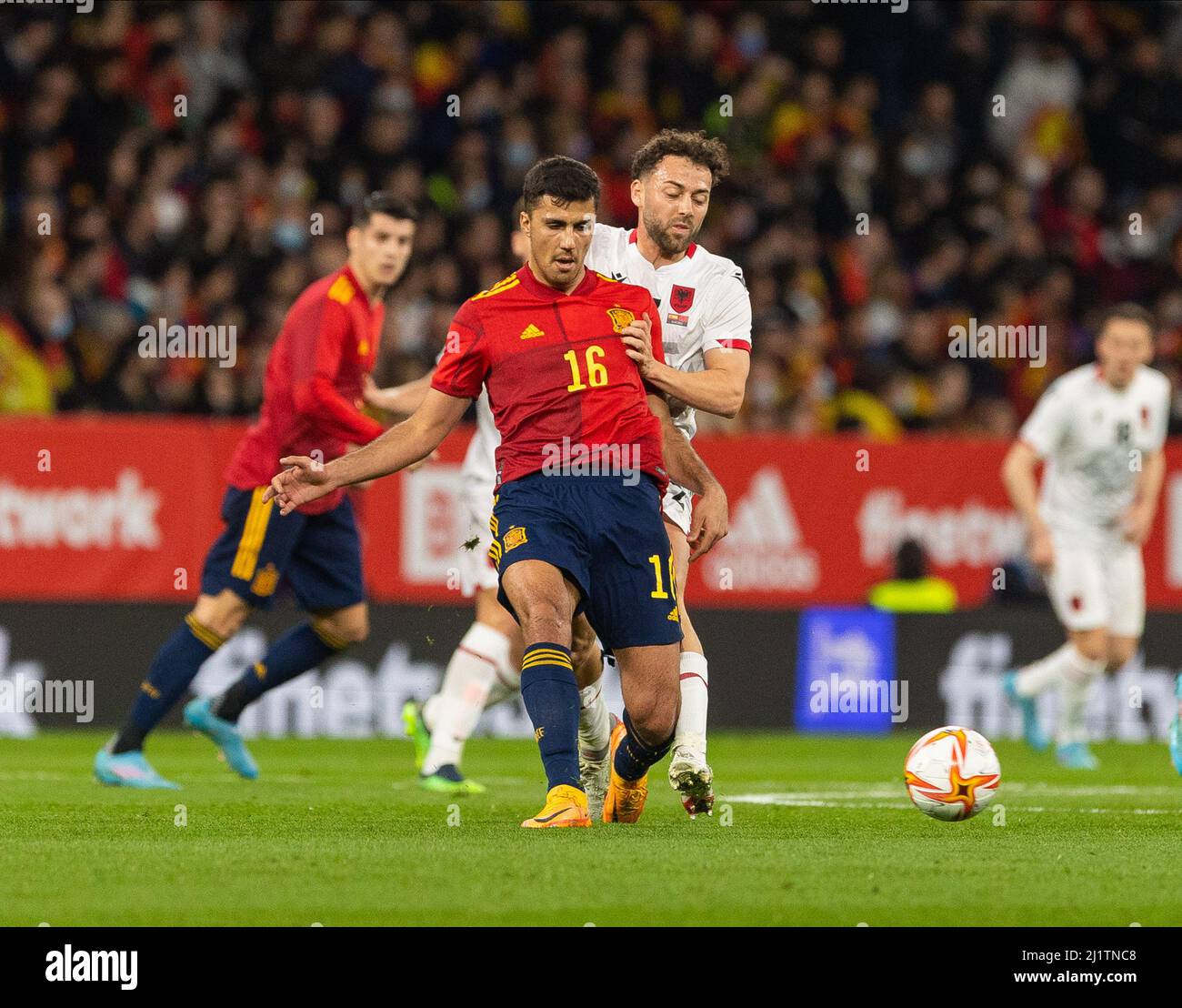 Barcelona, Italy. 26th Mar, 2022. Rodri of Spain during the International  Friendly football match between Spain and Albania on March 26, 2022 at RCDE  Stadium in Barcelona, Spain Credit: Independent Photo Agency/Alamy