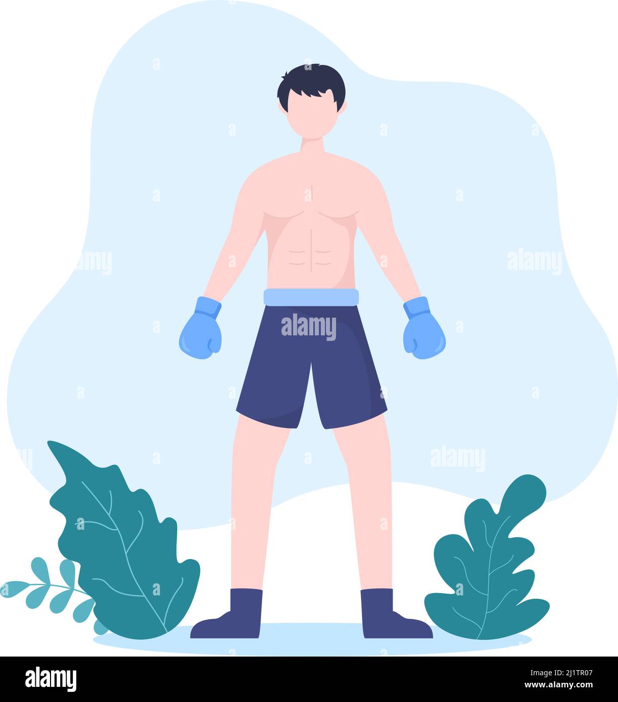 Punch boxing comic style and red corner with round:2 Stock Vector