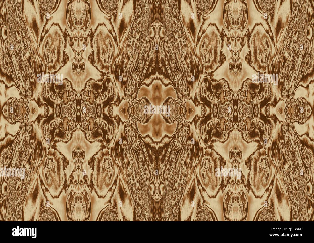 Abstract psychedelic symmetrical brown watercolor fantasy background. Stock Photo