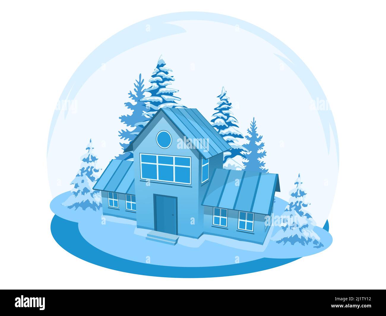 Winter landscape surrounded by trees Stock Vector Images - Alamy