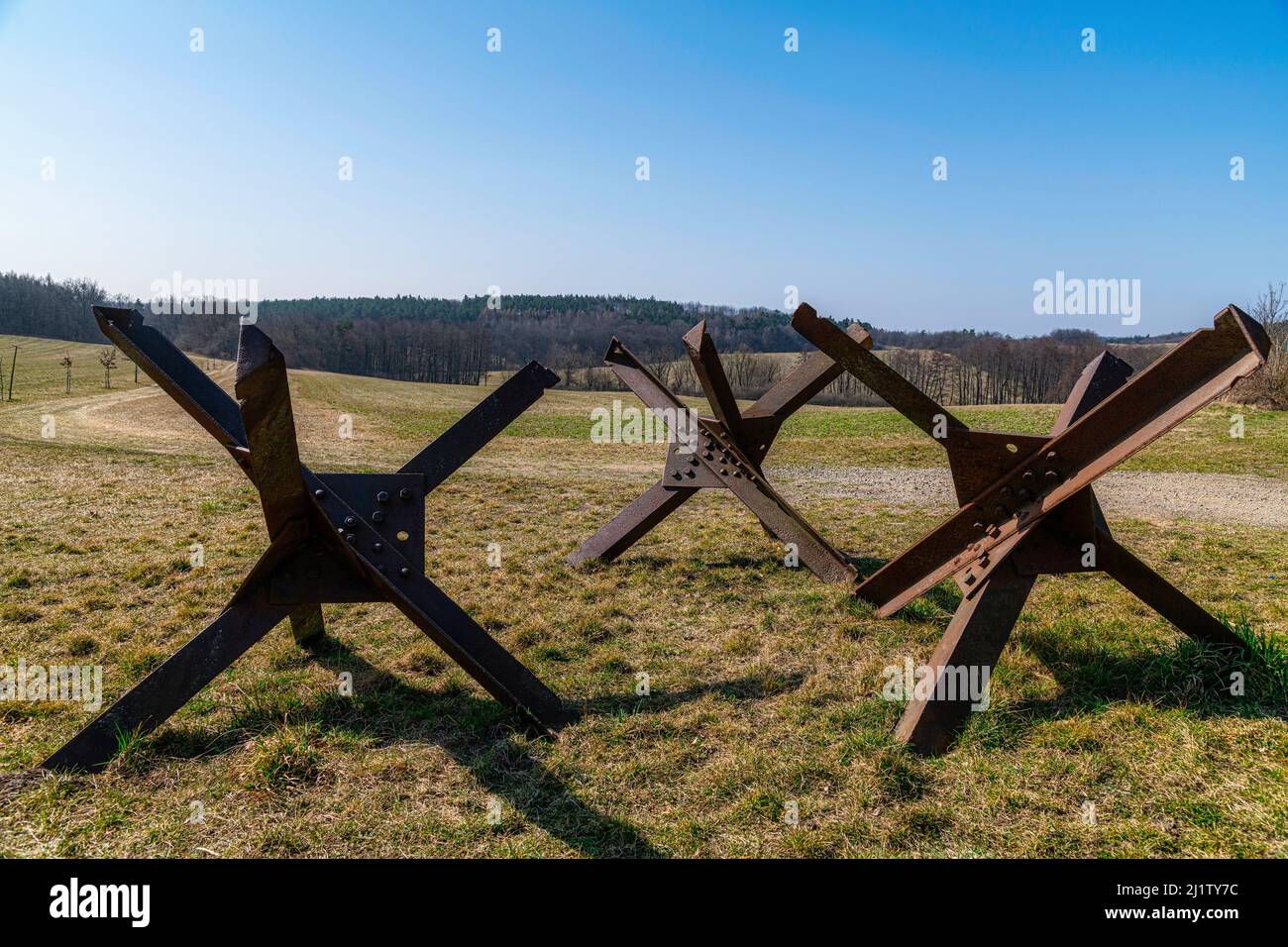 Memory of communism iron curtain in Cizov in Czech Republic village