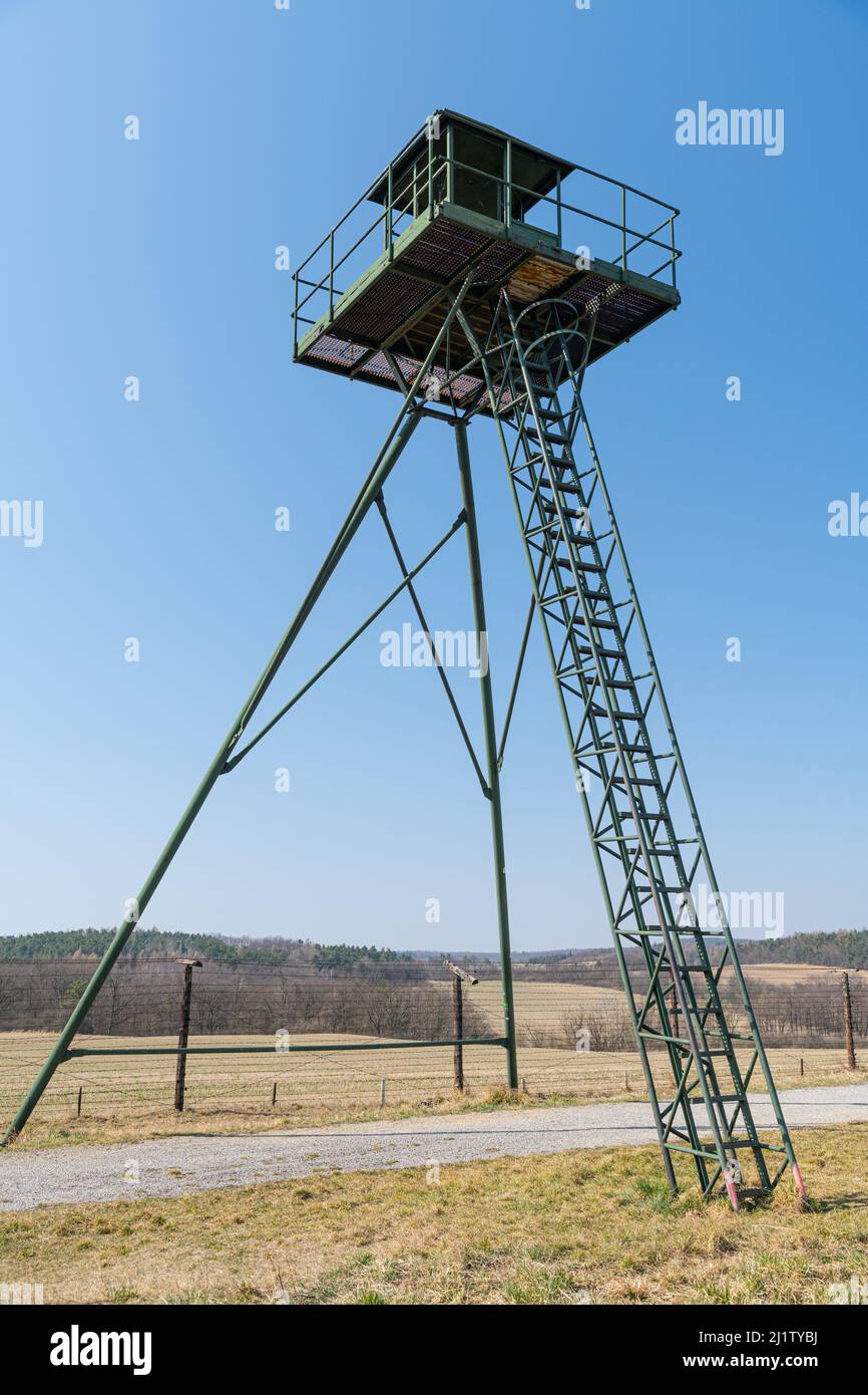 Memory of communism iron curtain in Cizov in Czech Republic village