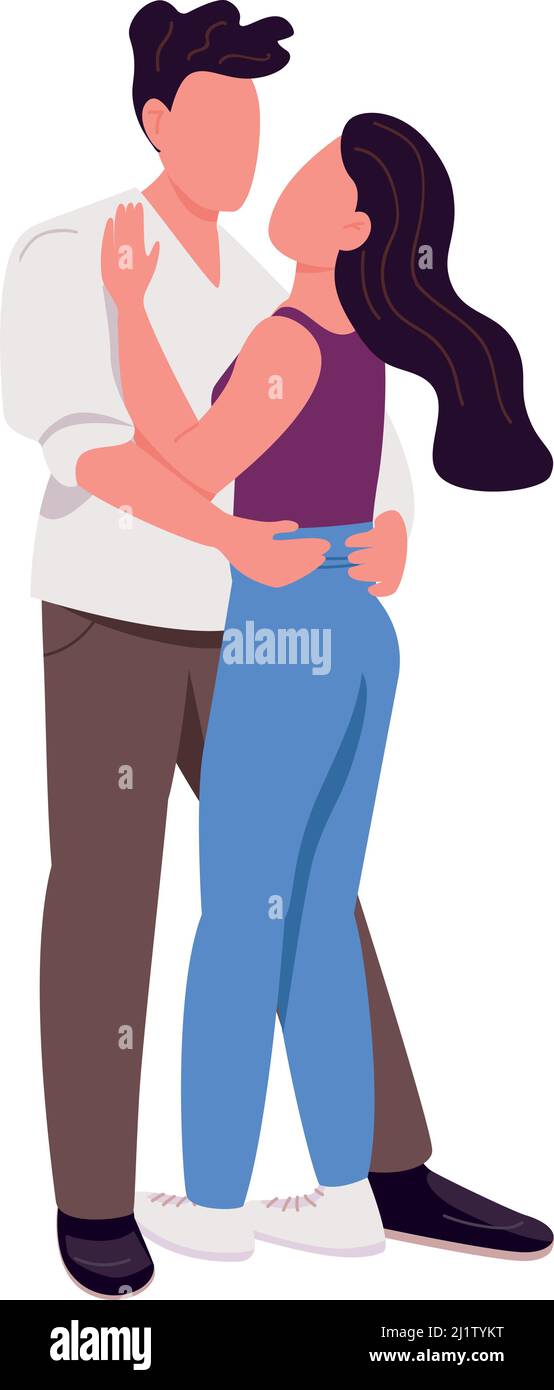 Couple practicing wedding slow dance semi flat color vector characters ...