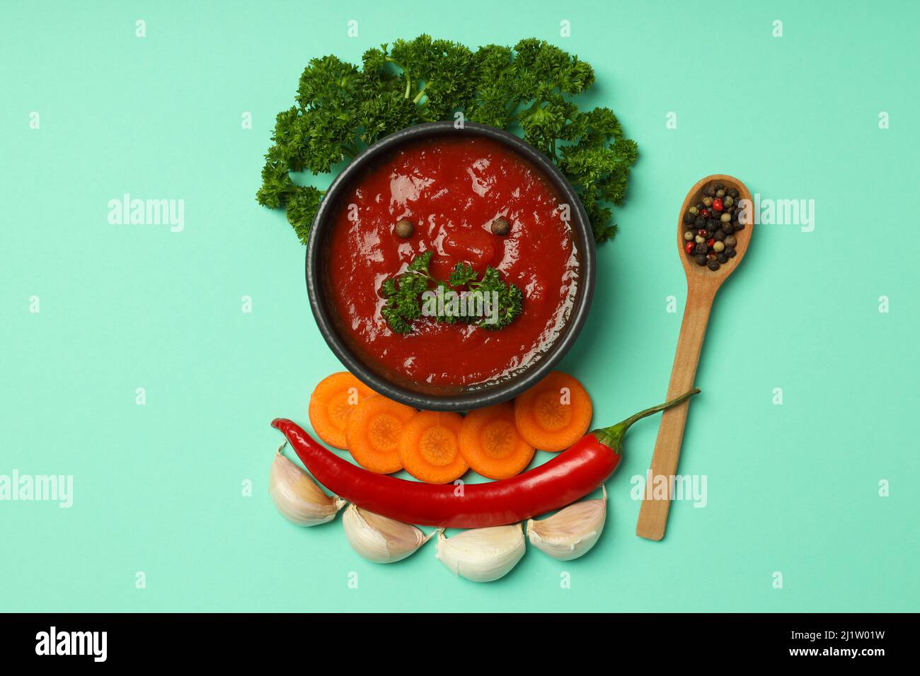 Concept of spicy sauce with Adjika, top view Stock Photo Alamy