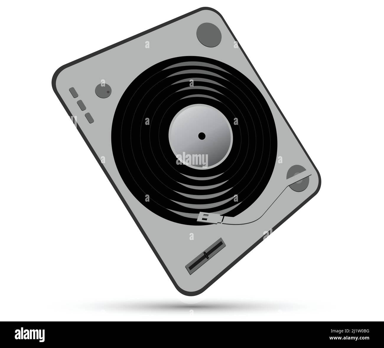 Vinyl dj turntable, vector on white background Stock Vector