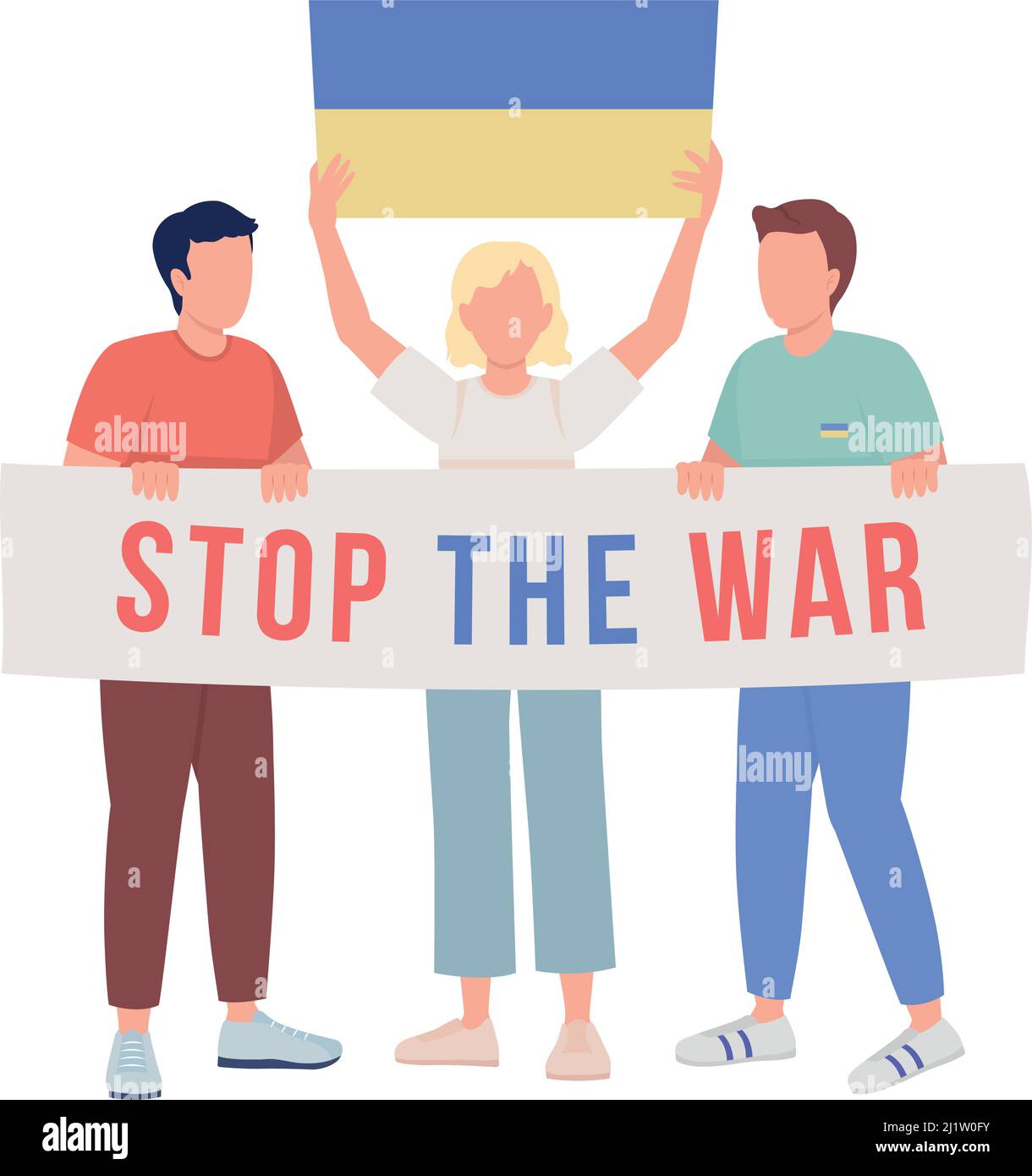 Stop war slogan semi flat color vector characters Stock Vector