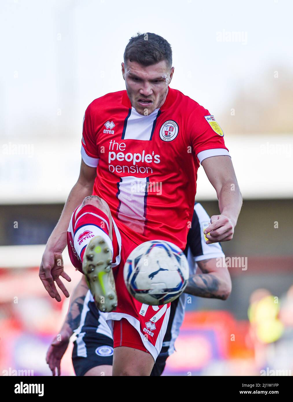 Jordan Tunnicliffe of Crawley during the Sky Bet League Two match between Crawley Town and  Rochdale AFC at the People's Pension Stadium  , Crawley ,  UK - 26th March 2022 Editorial use only. No merchandising. For Football images FA and Premier League restrictions apply inc. no internet/mobile usage without FAPL license - for details contact Football Dataco Stock Photo