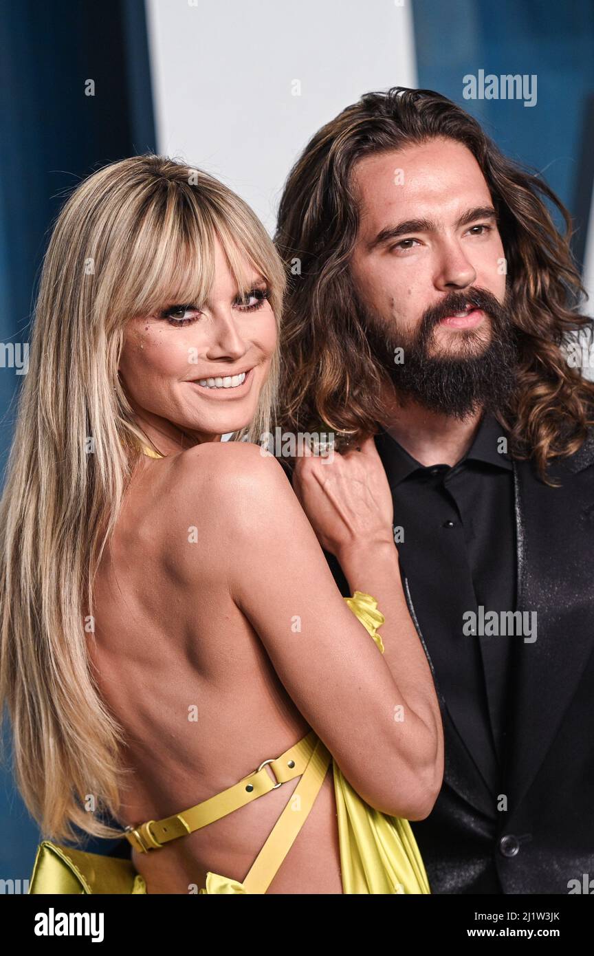 Beverly Hills, California. March 27, 2022, Beverly Hills, USA. 28th Mar,  2022. Heidi Klum and Tom Kaulitz walking on the red carpet at the 2022  Vanity Fair Oscar Party held at the