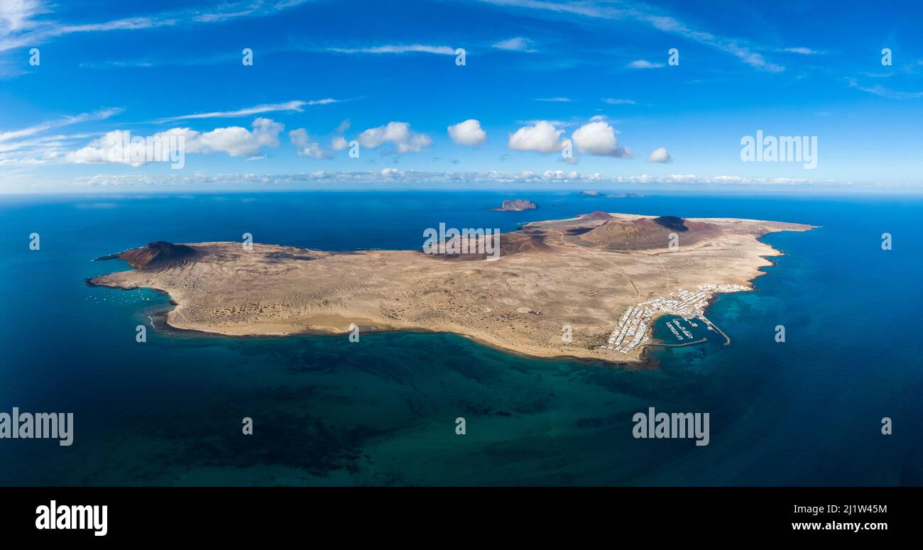 Graciosa island near the north shore of Lanzarote, Spain Stock Photo