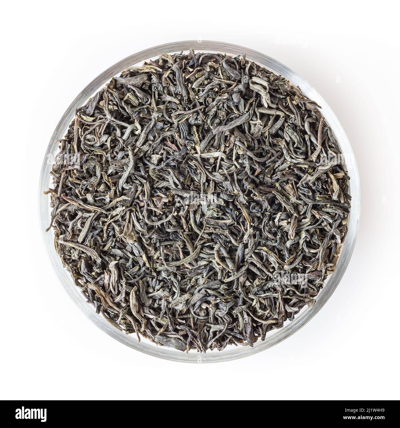 Green tea in glass bowl isolated on white background with clipping path ...