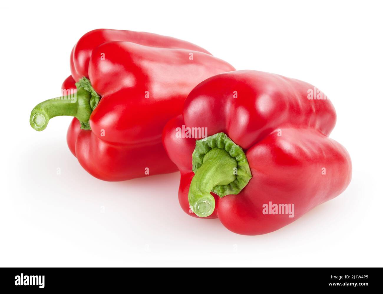 Red bell peppers isolated on white background Stock Photo - Alamy