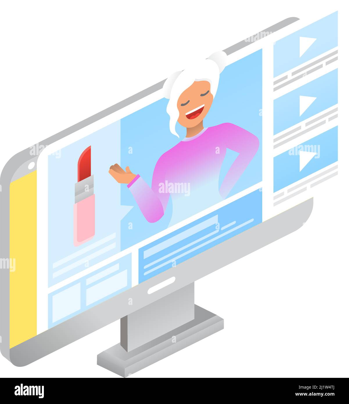 Beauty blog icon 3d vector blogger on pc screen Stock Vector Image ...