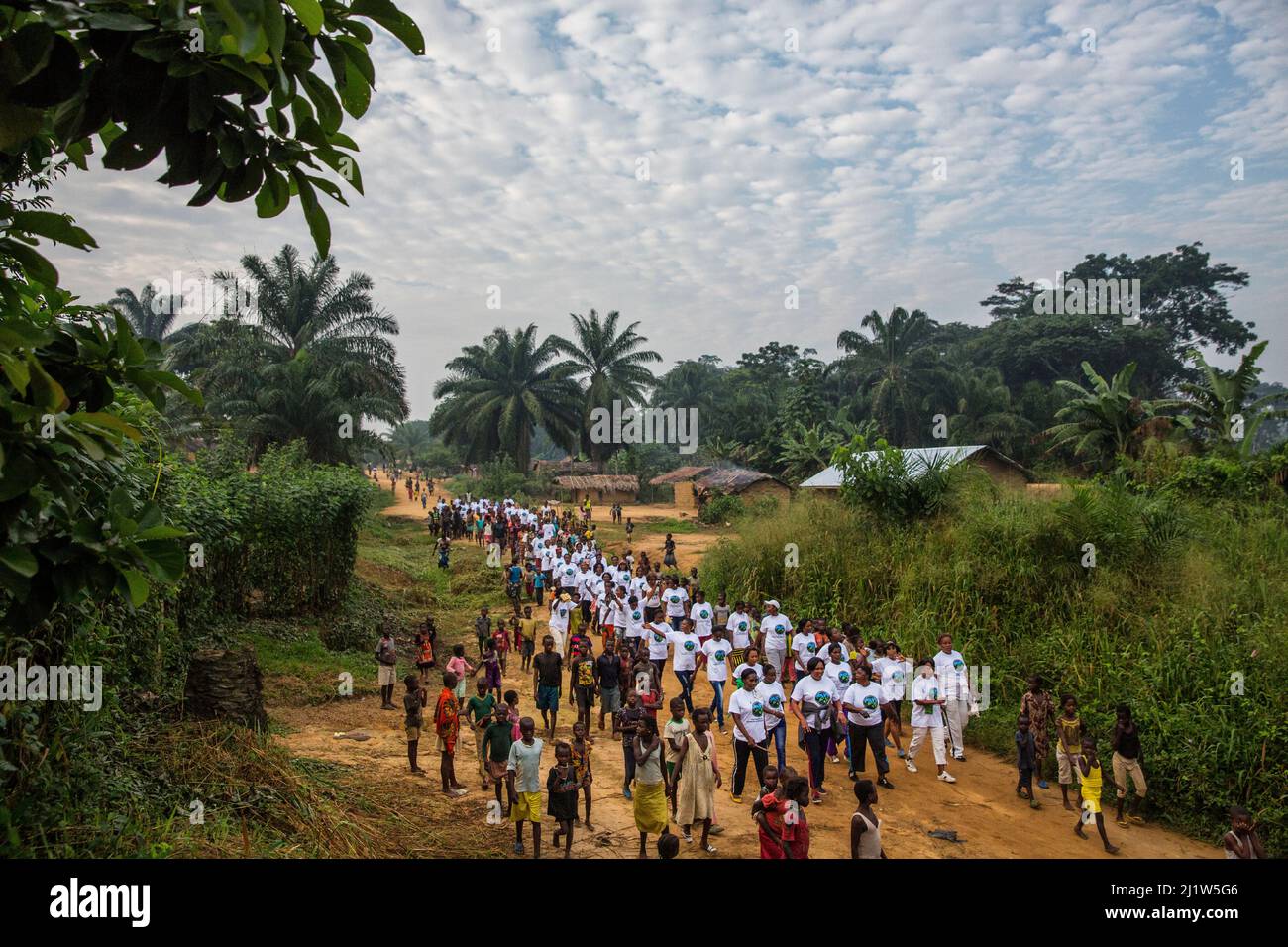 WWF organized march for women in conservation in Malebo, Democratic Republic of the Congo. Stock Photo
