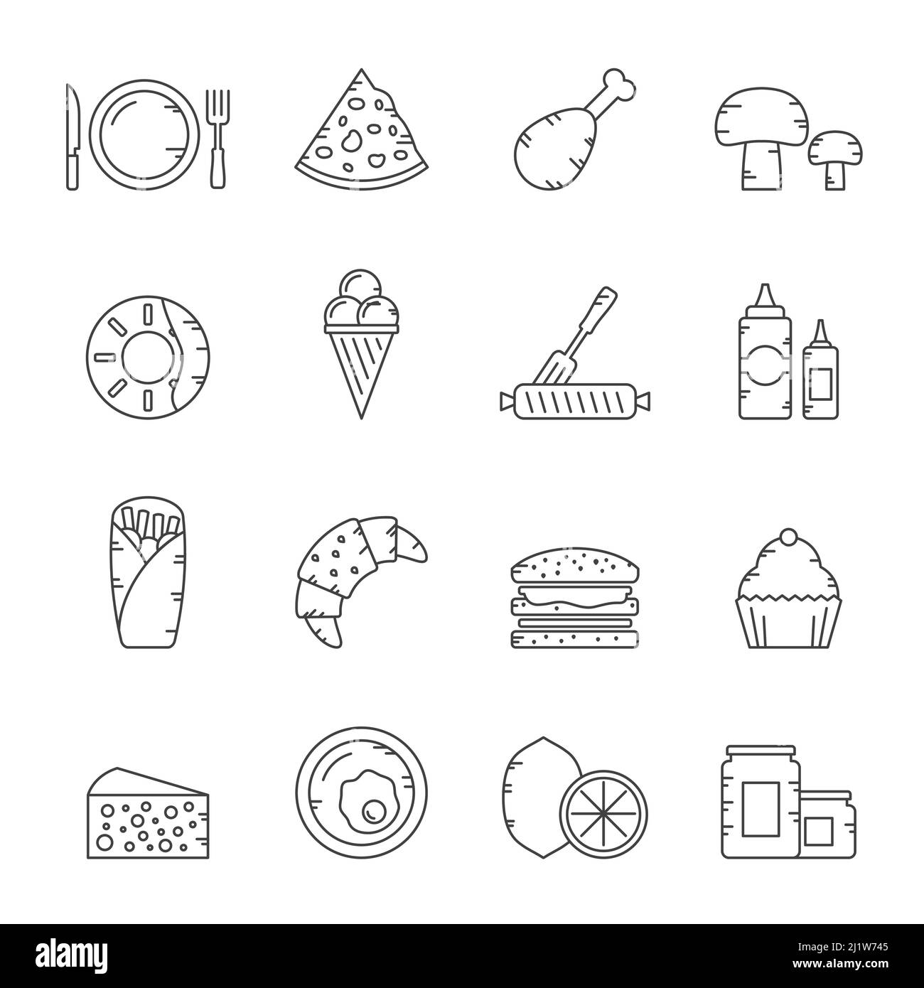 Line Food and Drink icons - vector icon Set 1 Stock Vector Image & Art ...
