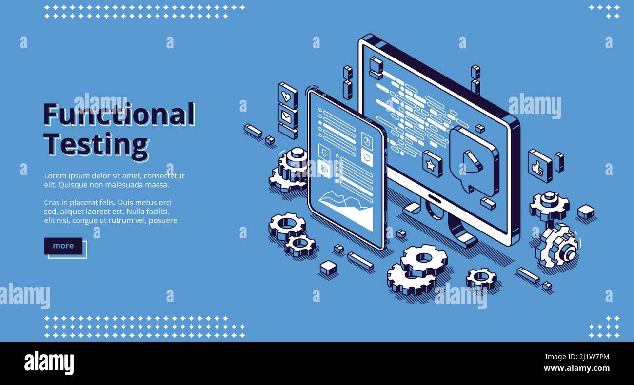 Software testing isometric landing page. Functional test, mobile ...
