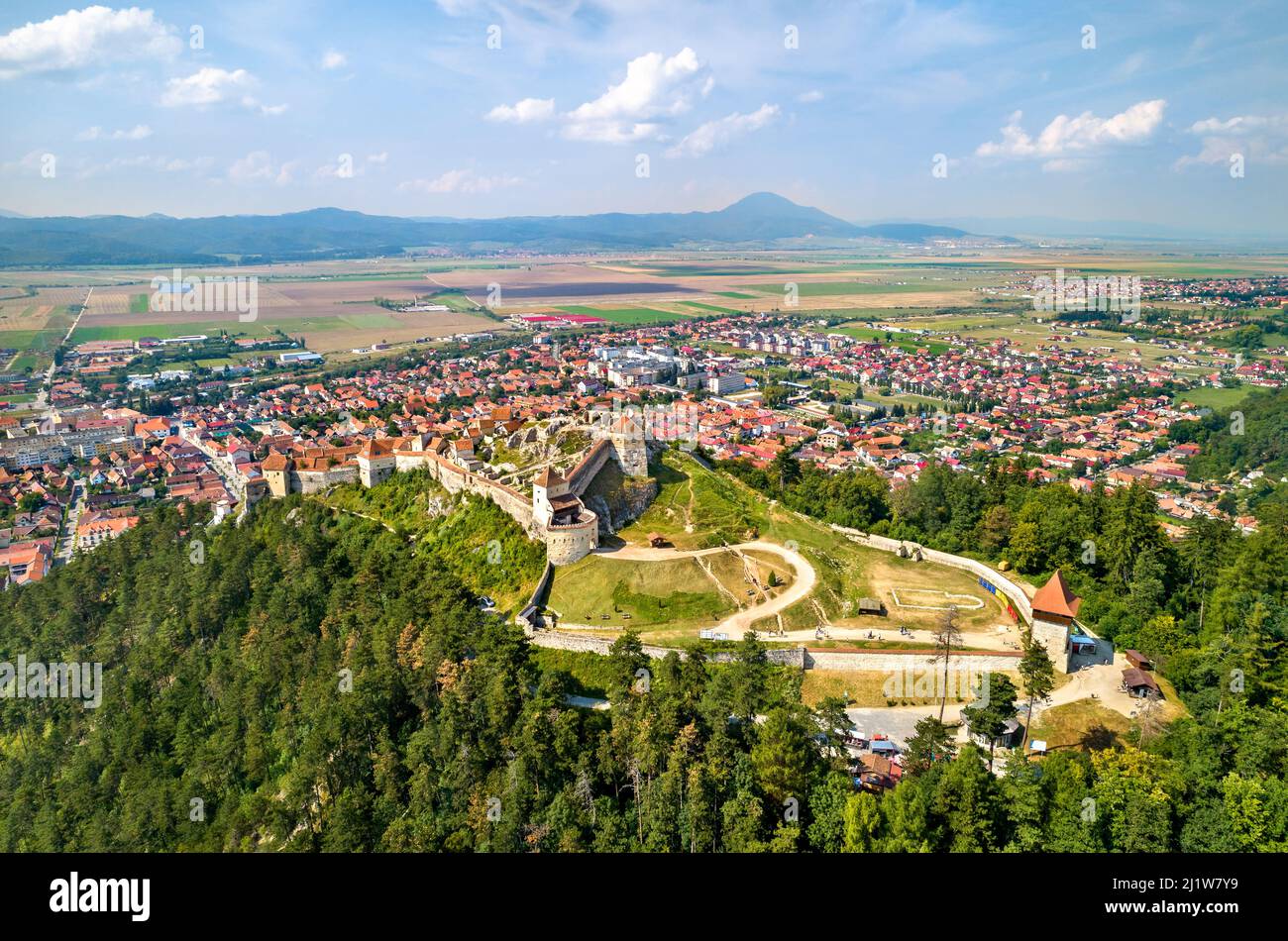 Rasnov Town and Fortress in Romania Stock Photo