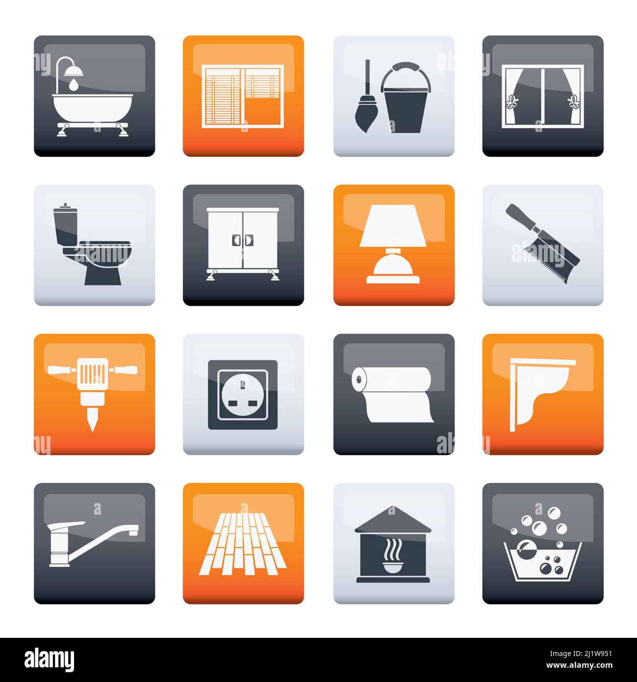 Construction and building equipment Icons over color background ...