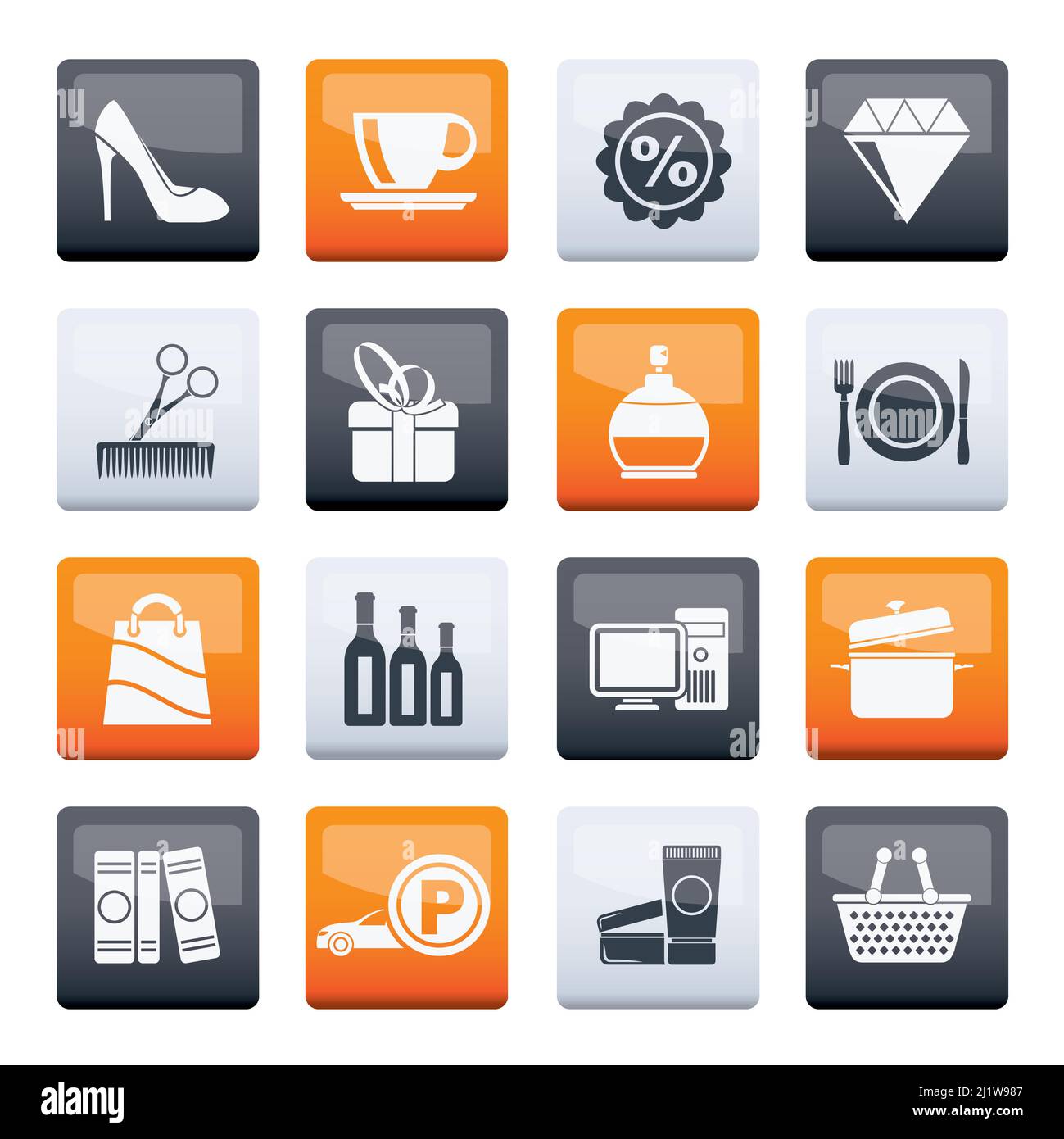 Shopping and mall icons over color background - vector icon set Stock ...