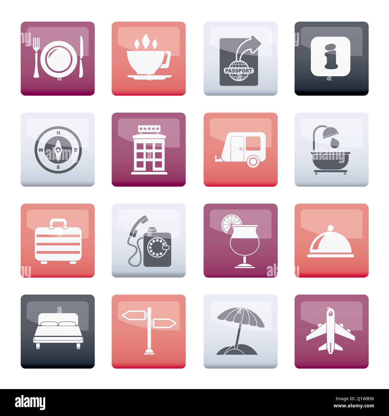 Traveling and vacation icons over color background - vector icon set ...