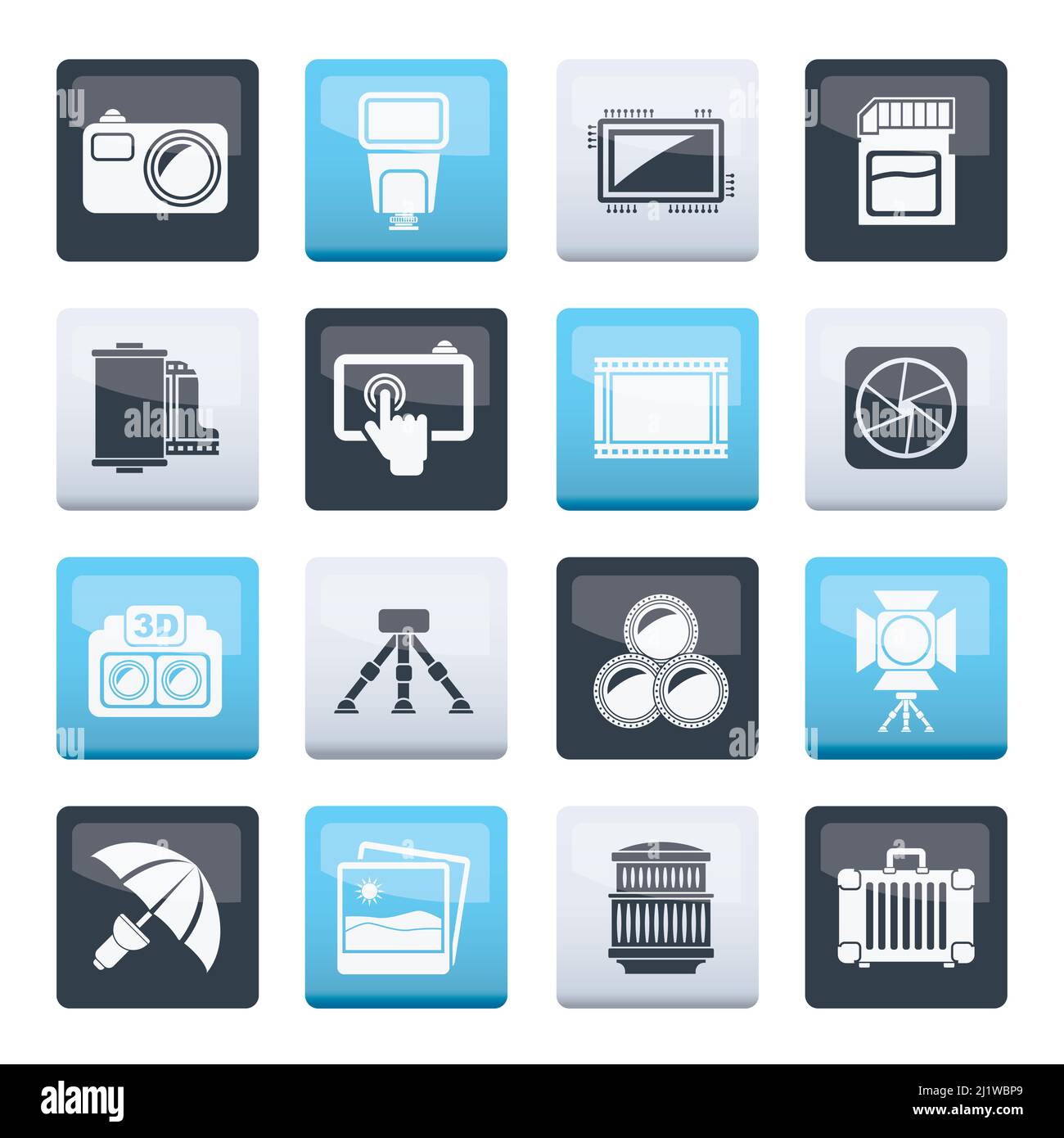 Photography equipment icons - vector icon set Stock Vector
