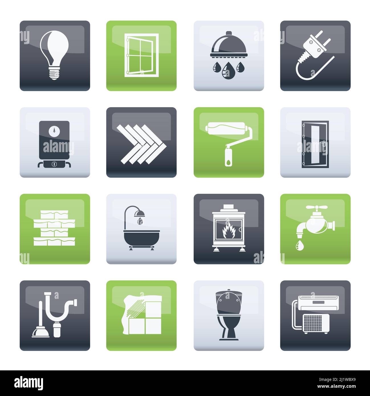 Construction and home renovation icons over color background - vector ...