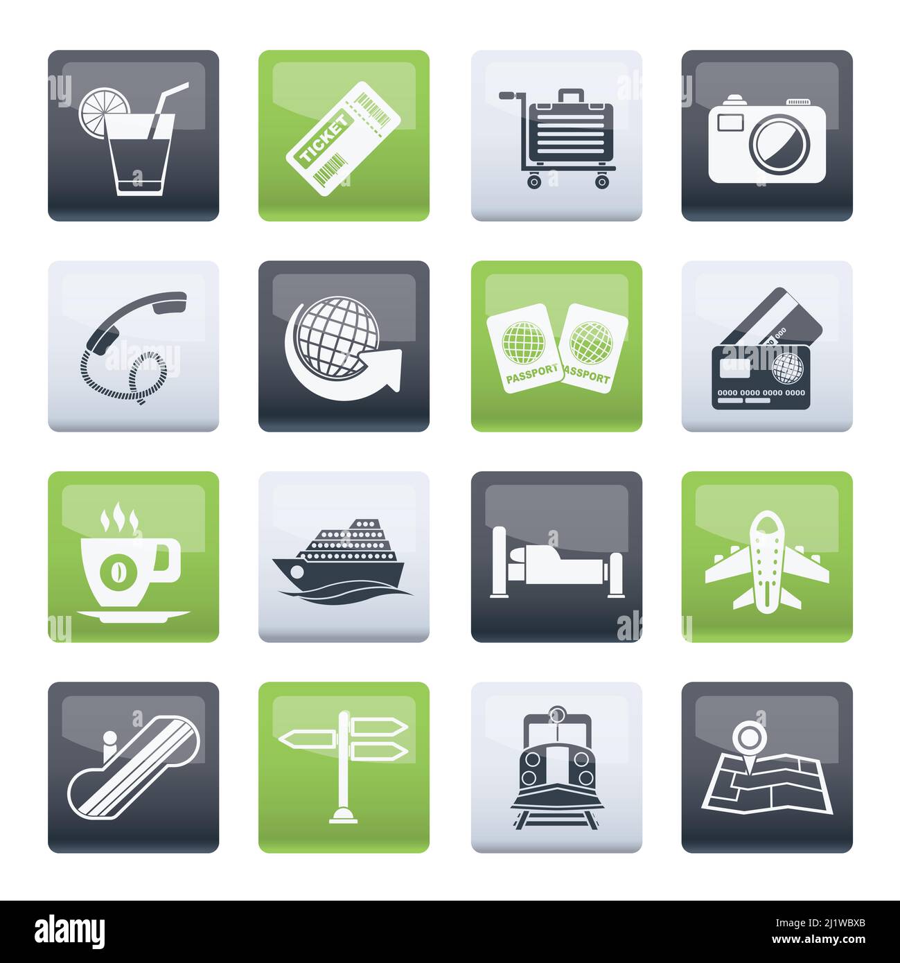 Travel and vacation icons over color background - vector icon set Stock ...