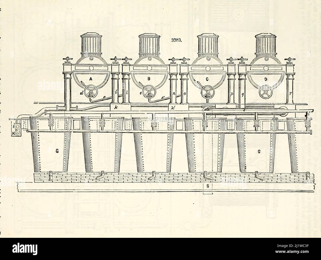 Sugar Boiler from Appleton's dictionary of machines, mechanics, engine-work, and engineering : illustrated with four thousand engravings on wood ; in two volumes by D. Appleton and Company Published New York : D. Appleton and Co 1873 Stock Photo