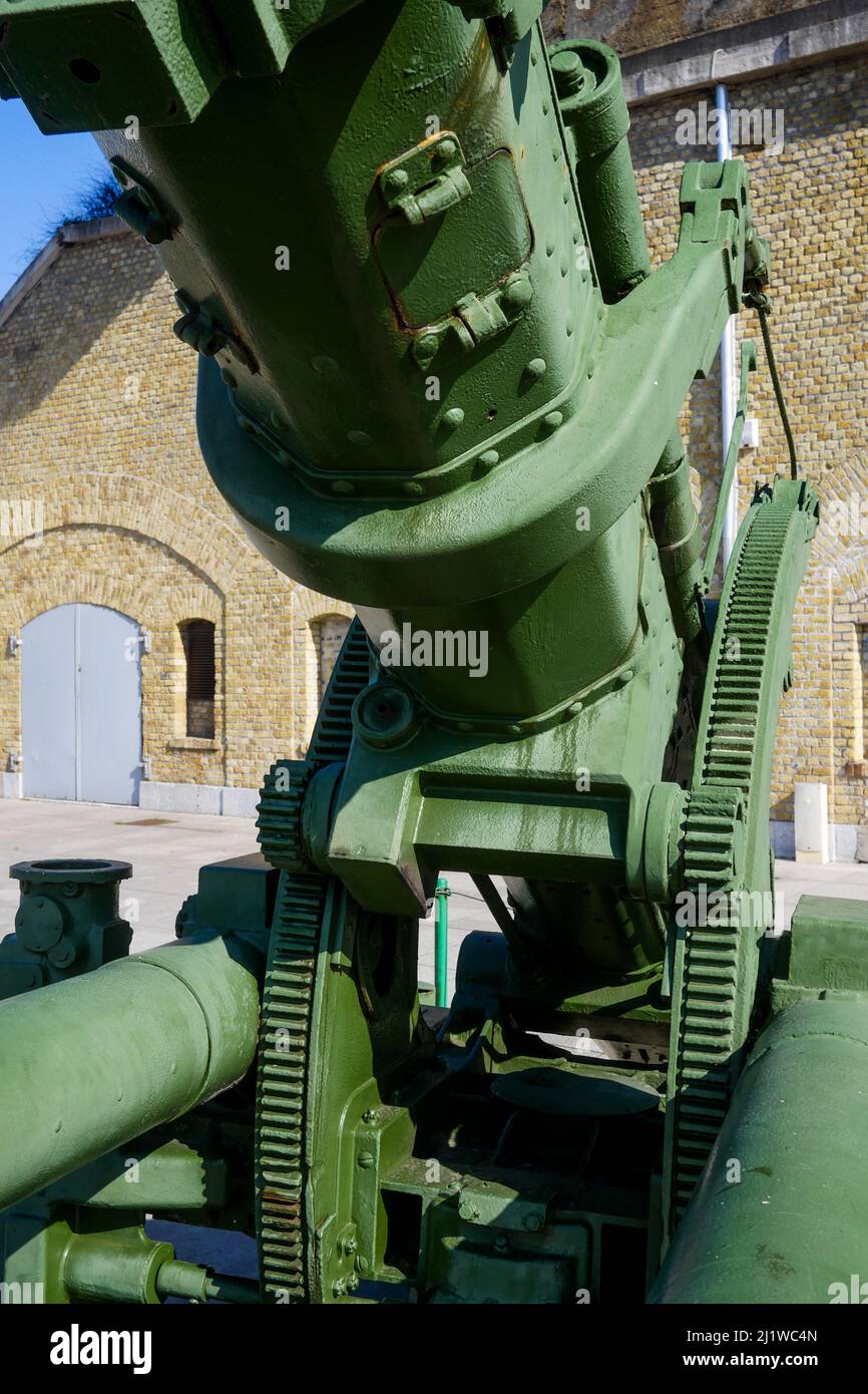 WWII Schneider 90mm gun, Museum of Dynamo Operation, Dunkirk, Nord, Hauts-de-France, France Stock Photo