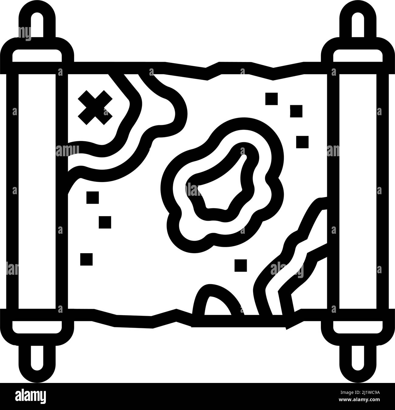 map with direction to treasure line icon vector illustration Stock ...