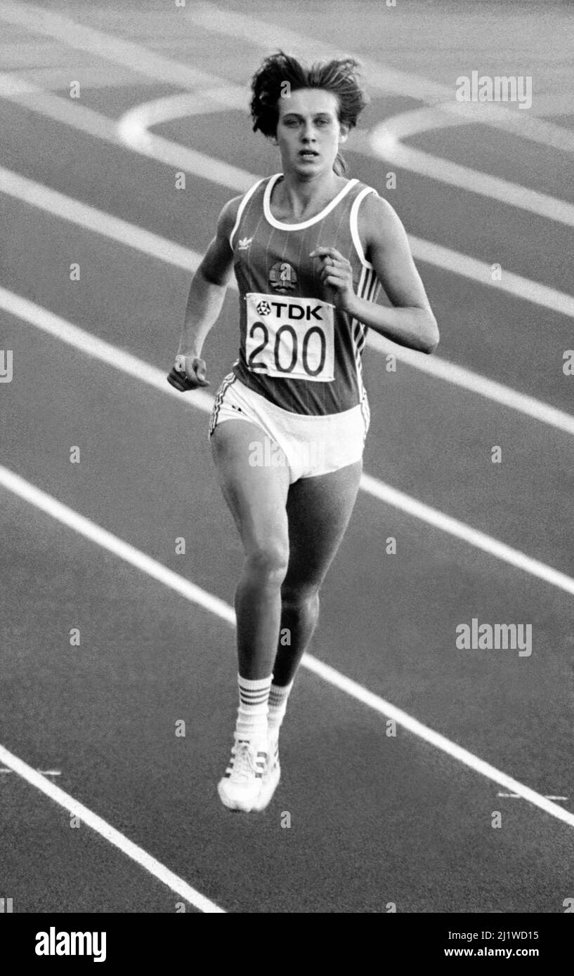 SABINE BUSCH DDR 400m athlete at IAAF World Champion Ship in Helsinki Finland 1983 august Stock Photo