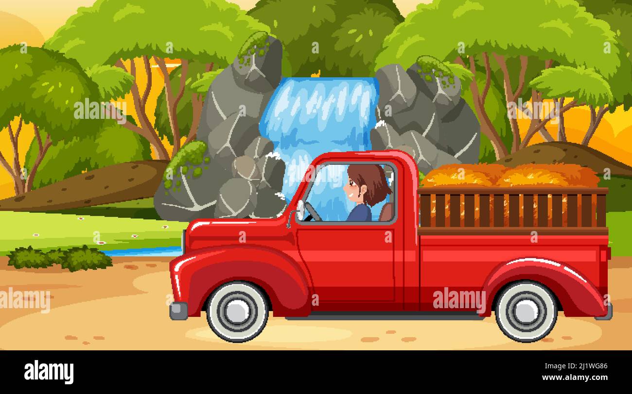 The classic car concept with old truck car illustration Stock Vector