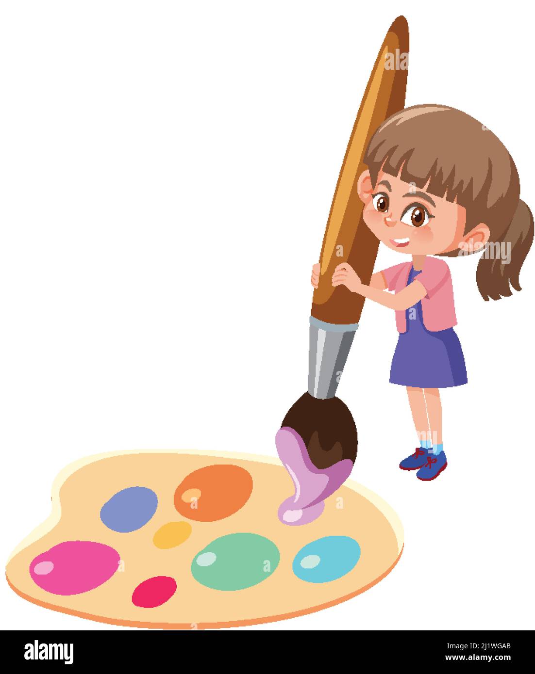A girl with palette of watercolor illustration Stock Vector Image & Art ...