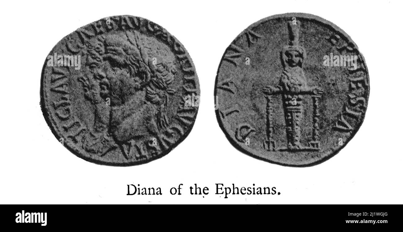 Diana of the Ephesians from the book ' Religious Character of Ancient Coins ' by Jeremiah Zimmerman published in 1908 by Spink & Son Ltd. Stock Photo