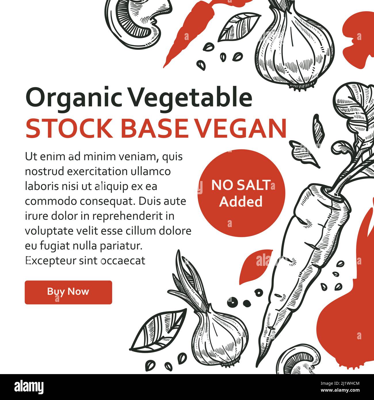 Organic vegetable stock base vegan, no salt added Stock Vector Image