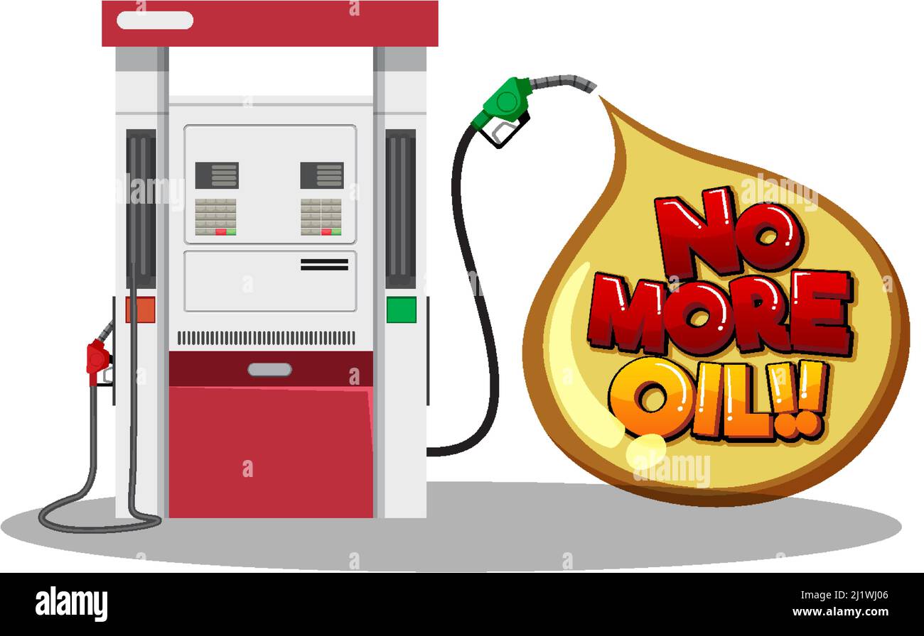 Gas station with no more oil word logo illustration Stock Vector Image