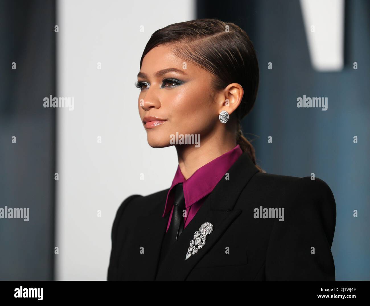 Zendaya arrives at the Vanity Fair Oscar party during the 94th Academy Awards in Beverly Hills, California, U.S., March 27, 2022.   REUTERS/Danny Moloshok Stock Photo