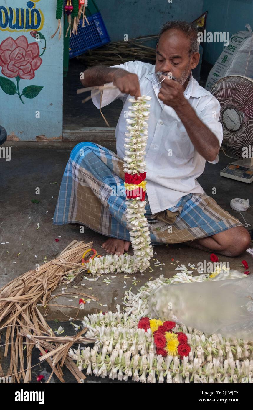 flower petals for sale at the Marketplace at Tiruvannamalai, Tamil Nadu